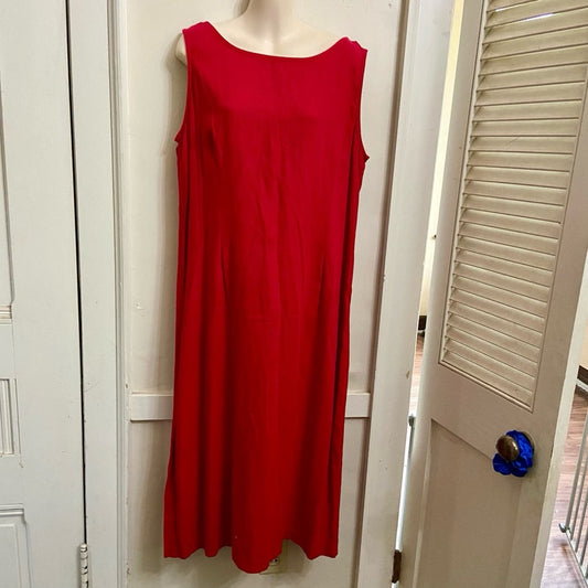 Mosaic Red Linen Sleeveless Dress (Size 16)