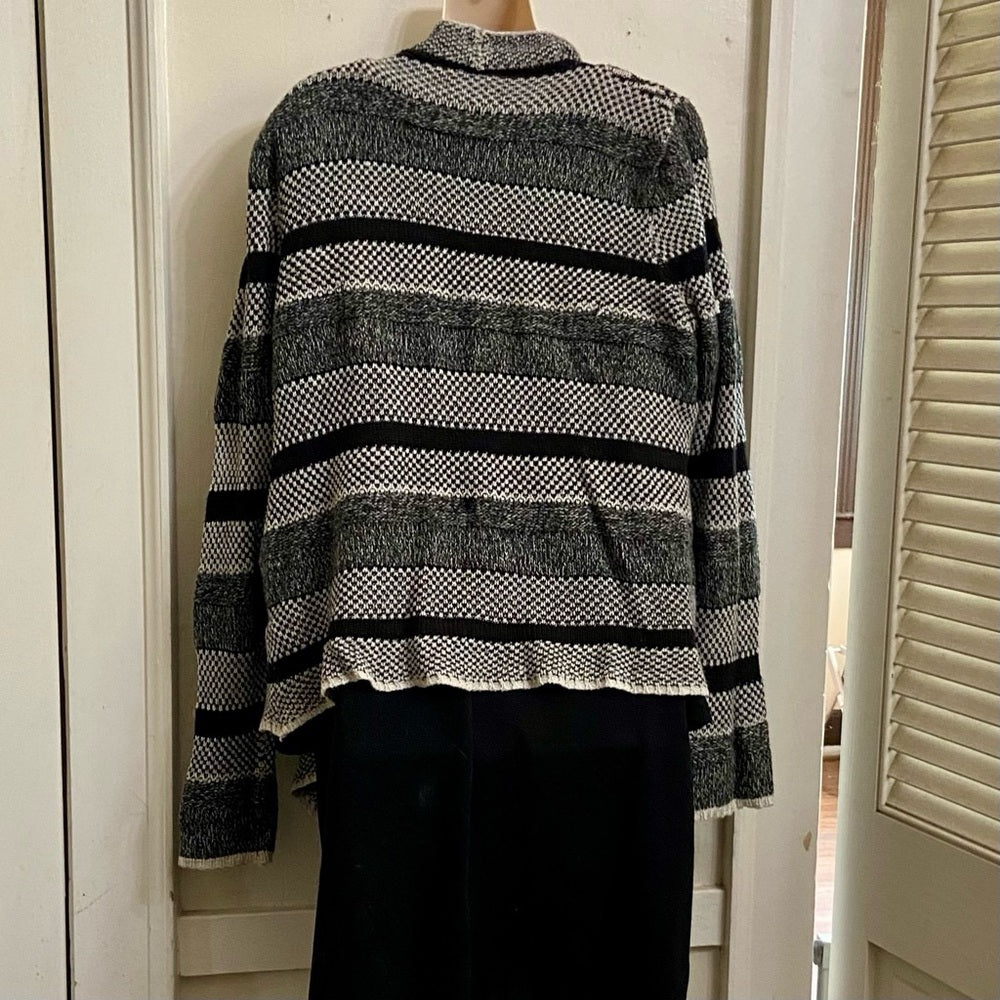 By Design Black and Gray Waterfall Sweater Cardigan (L)