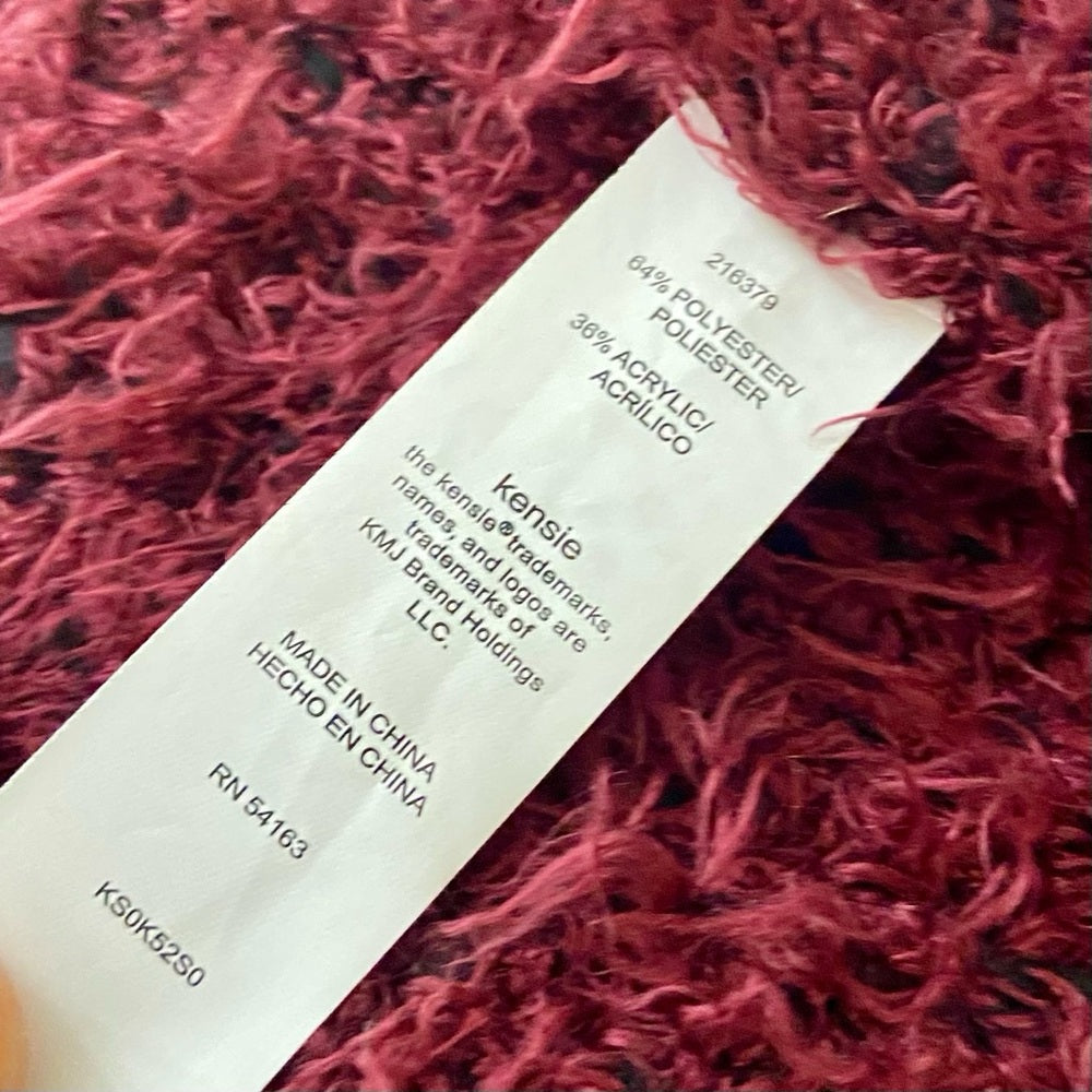 Kensie Burgundy Fuzzy Sweater Cardigan (L)