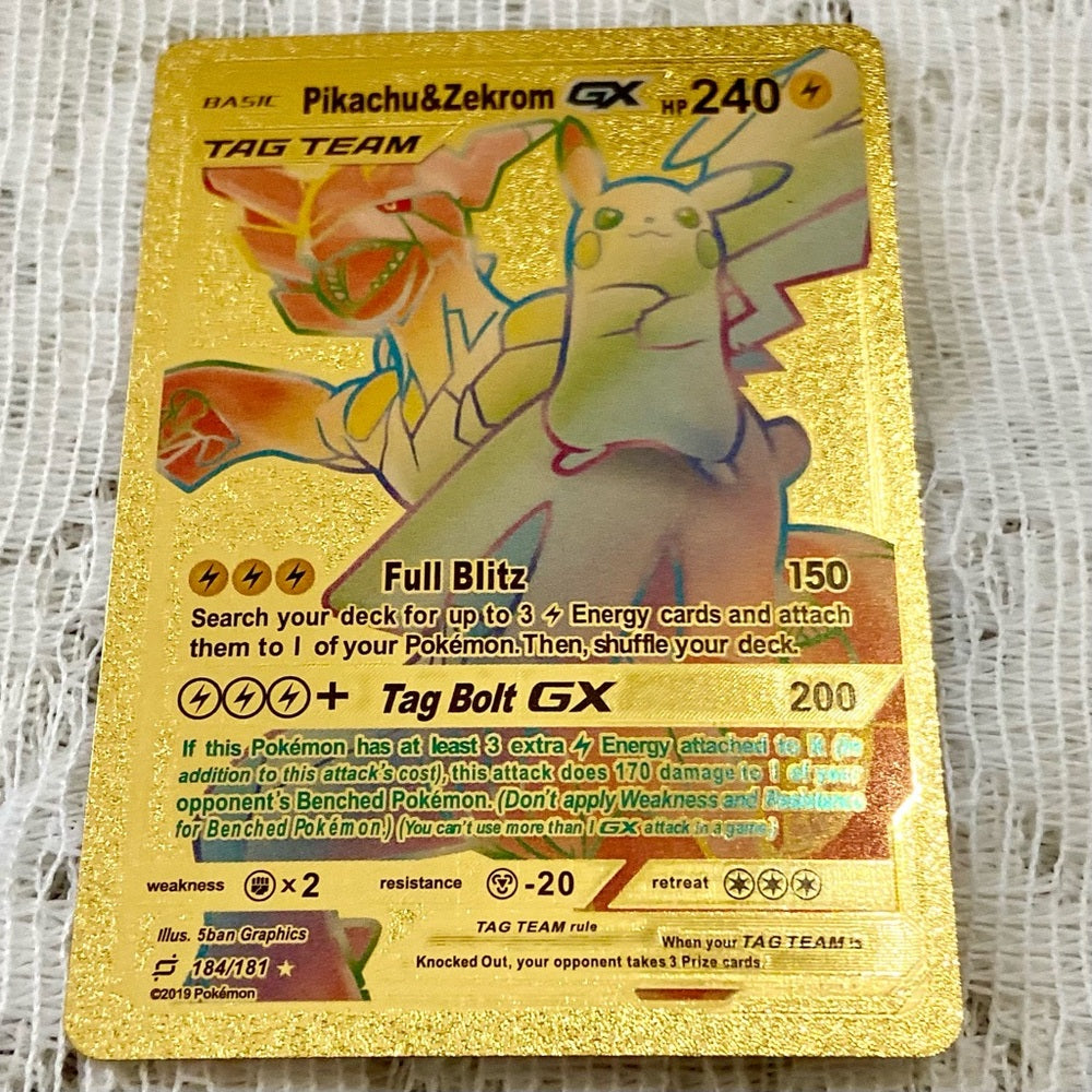 Lot (R): 3 Pokemon Reverse Holo Cards and 3 Pokemon Gold Fan Arts