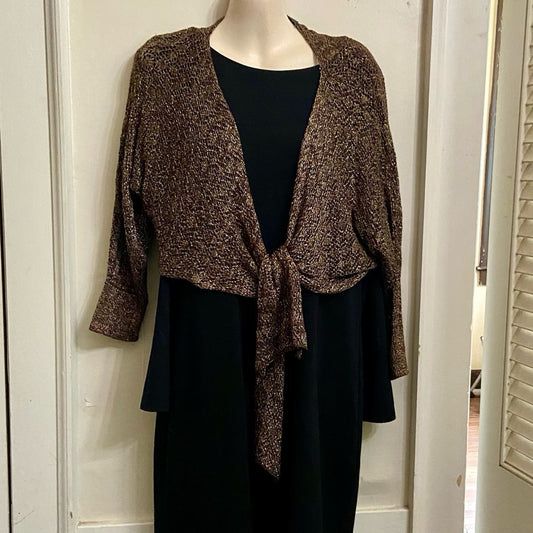 Mix It, Black and Gold Knitted Tie Top (M-L)