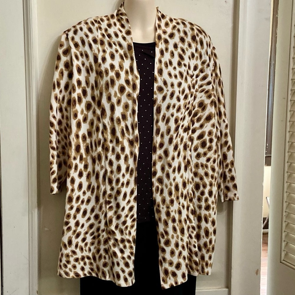 Cathy Daniel’s Brown Leopard Cardigan with Brown Top Inserts (L)