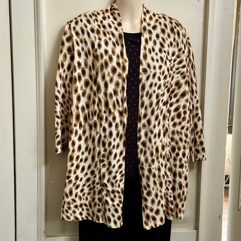 Cathy Daniel’s Brown Leopard Cardigan with Brown Top Inserts (L)
