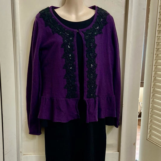 My Collection, Purple and Black Sweater Cardigan (L)