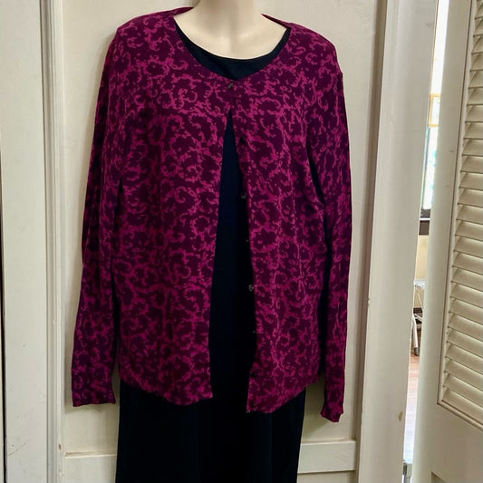 Merona Burgundy and Black Sweater Cardigan (L)