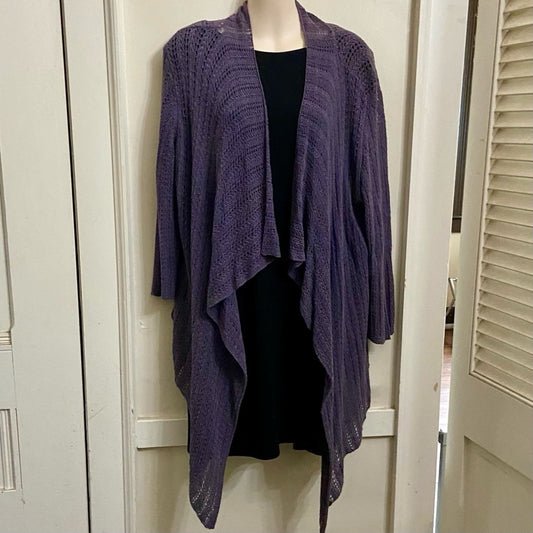 Coldwater Creek Purple Knitted Waterfall Sweater Cardigan (M)