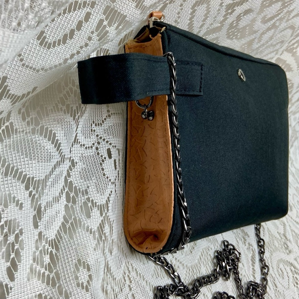 Bvlgari Black Canvas Pouch Wristlet- Crossbody 8in x 6.5in x 2in