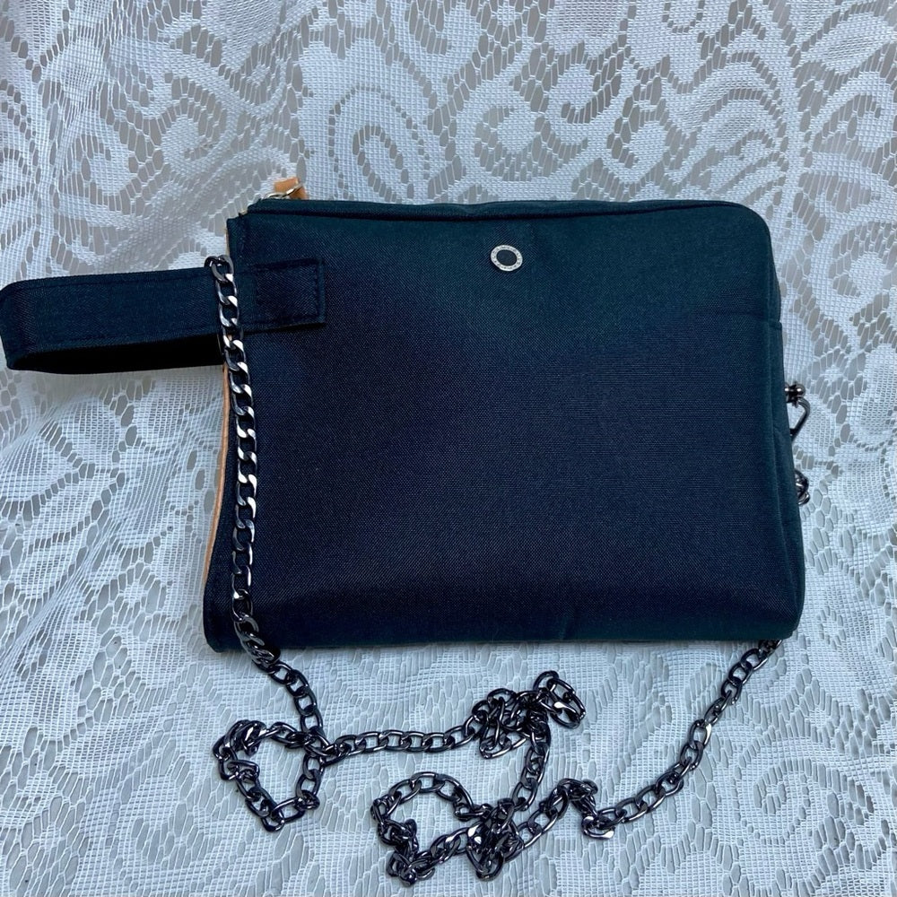 Bvlgari Black Canvas Pouch Wristlet- Crossbody 8in x 6.5in x 2in