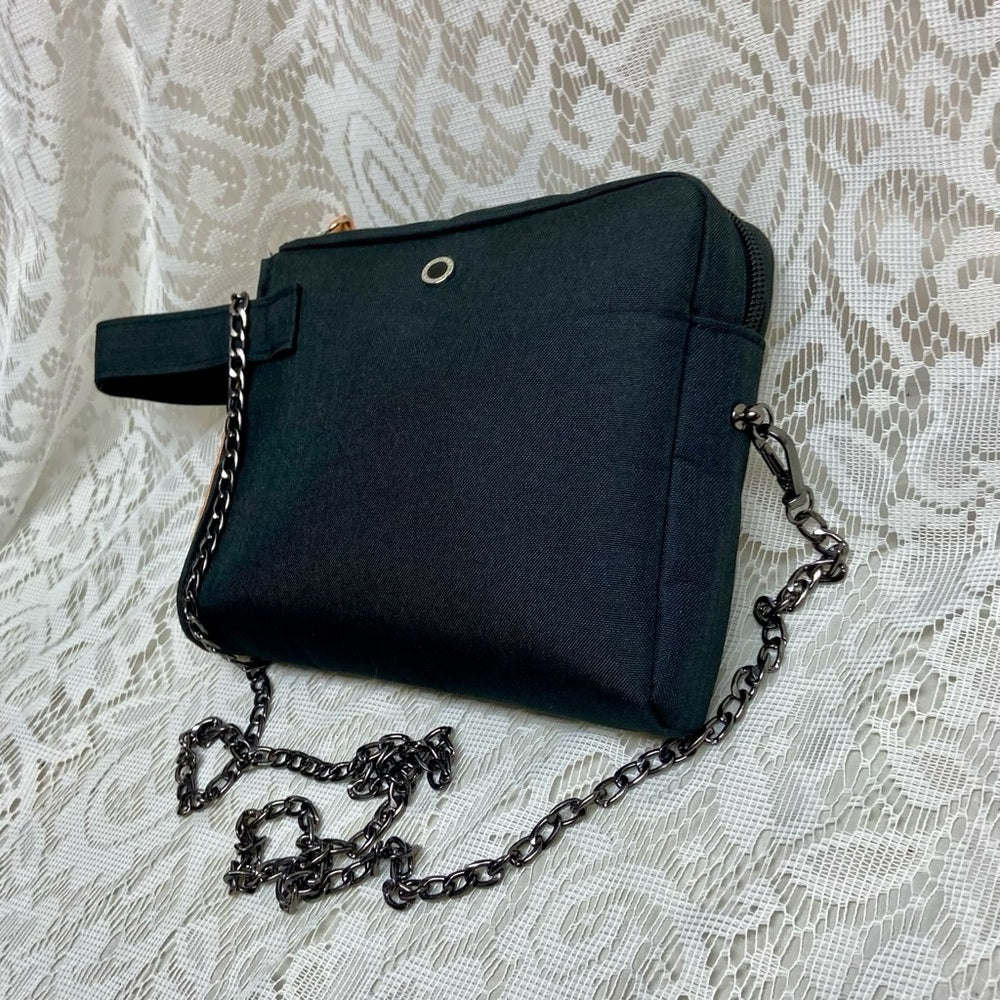 Bvlgari Black Canvas Pouch Wristlet- Crossbody 8in x 6.5in x 2in