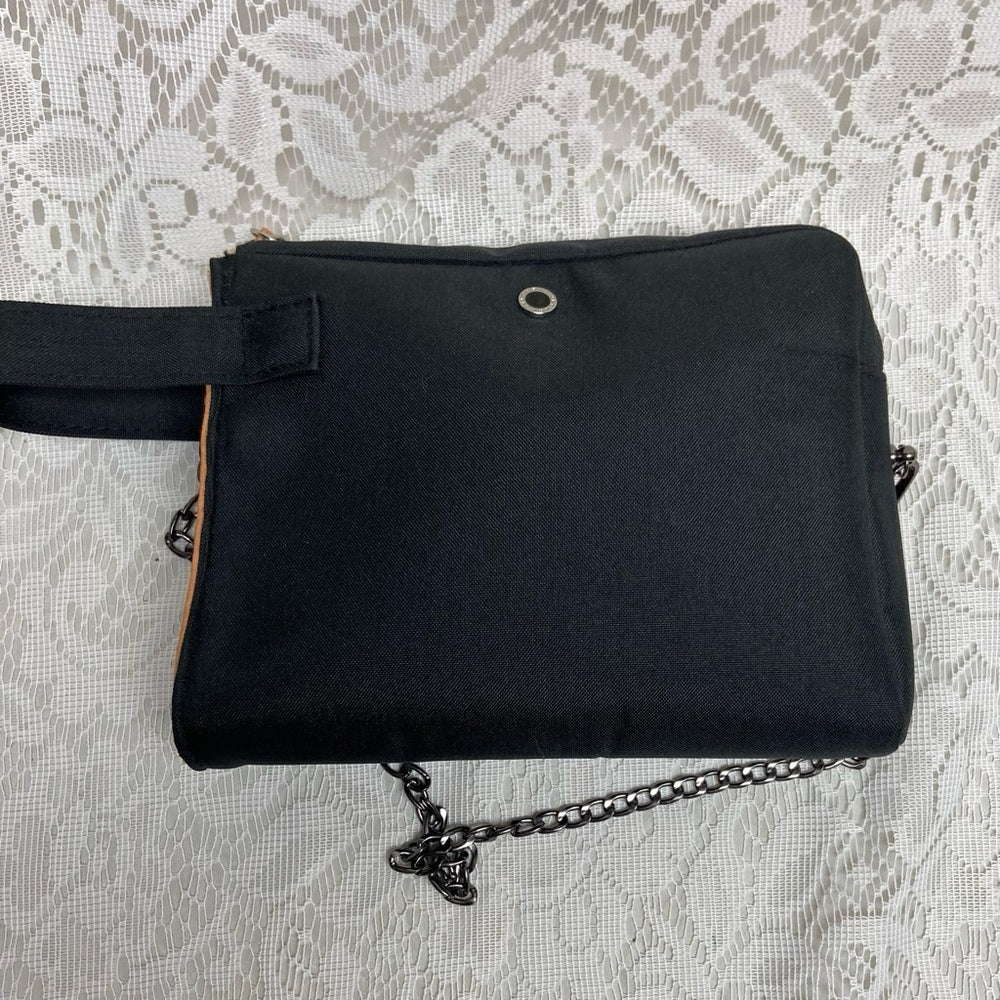 Bvlgari Black Canvas Pouch Wristlet- Crossbody 8in x 6.5in x 2in