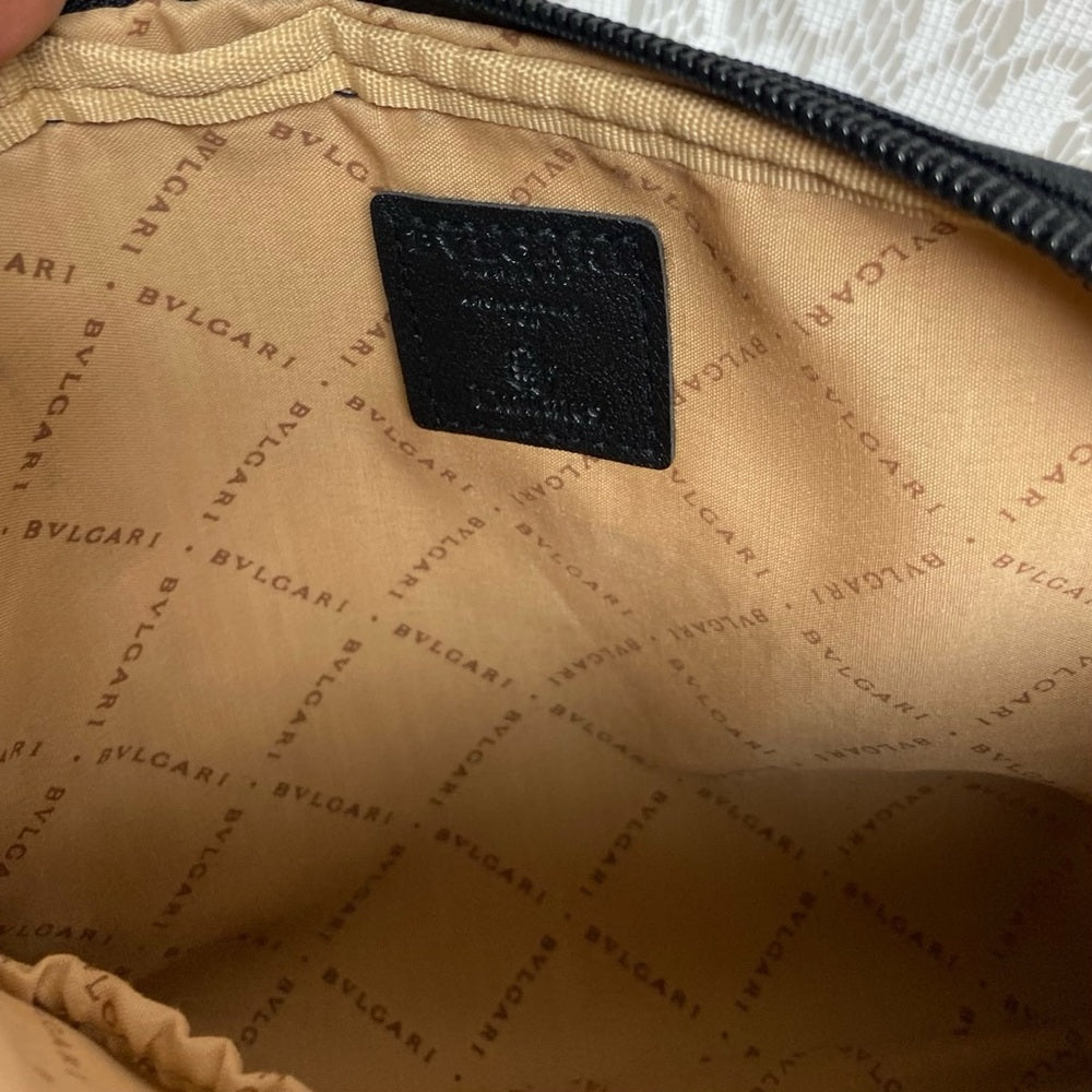 Bvlgari Black Canvas Pouch Wristlet- Crossbody 8in x 6.5in x 2in