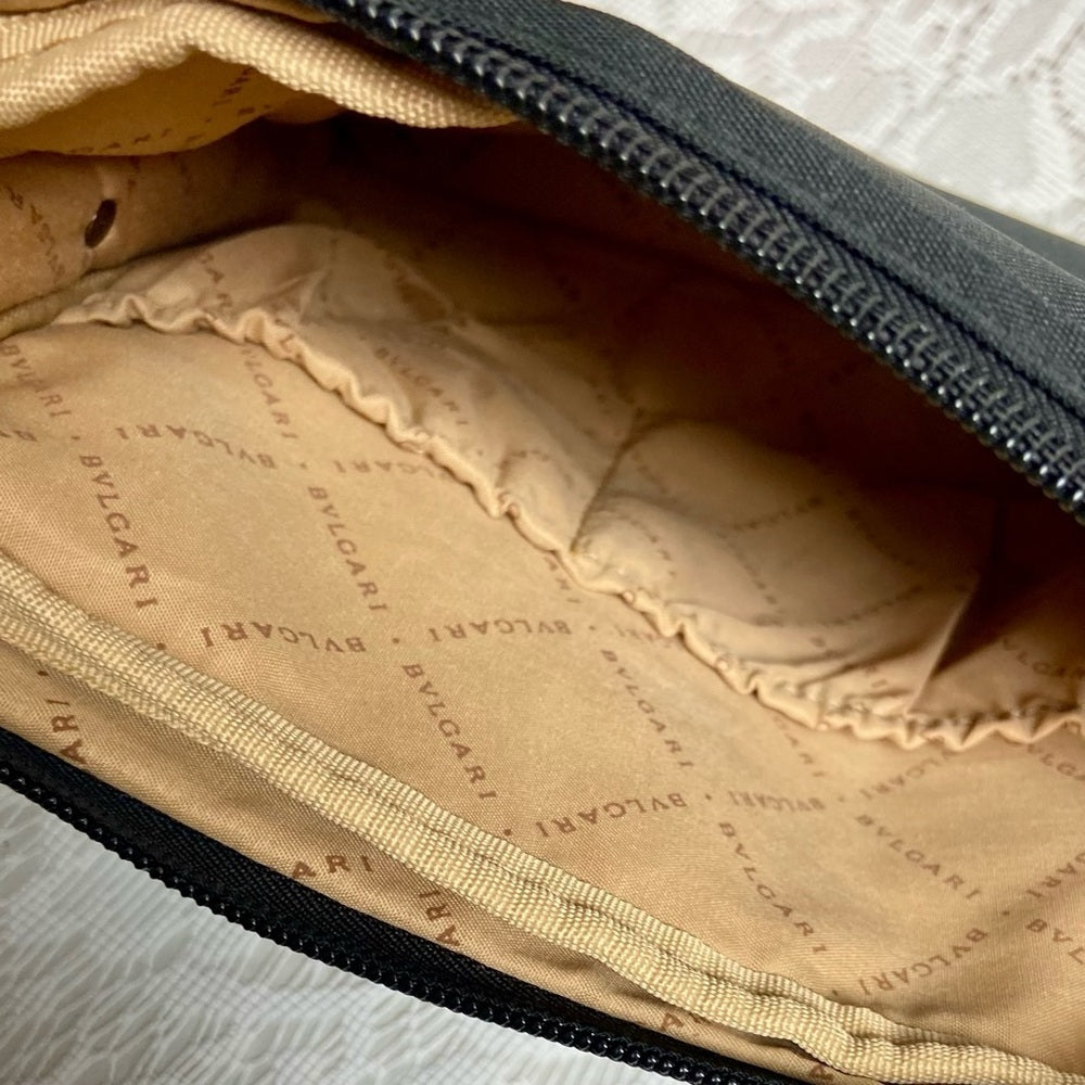 Bvlgari Black Canvas Pouch Wristlet- Crossbody 8in x 6.5in x 2in