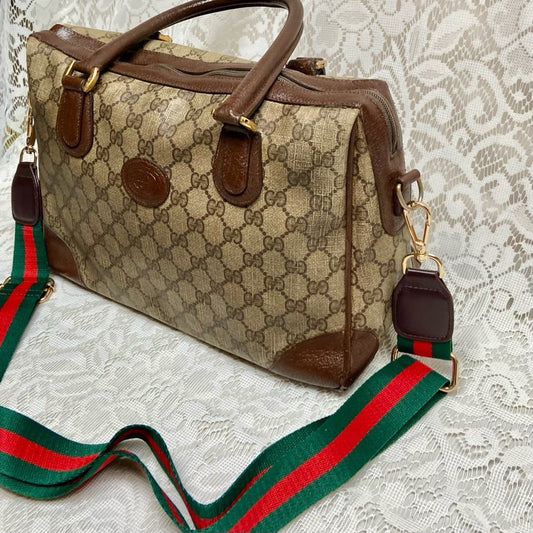Vintage, Gucci, Boston Style Handbag -Crossbody 12in x 9in x 5.5in