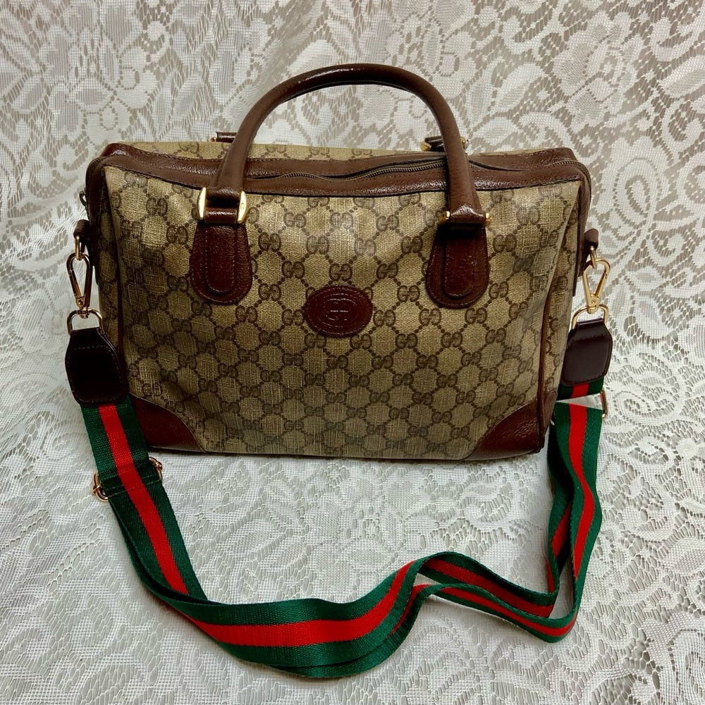Vintage, Gucci, Boston Style Handbag -Crossbody 12in x 9in x 5.5in
