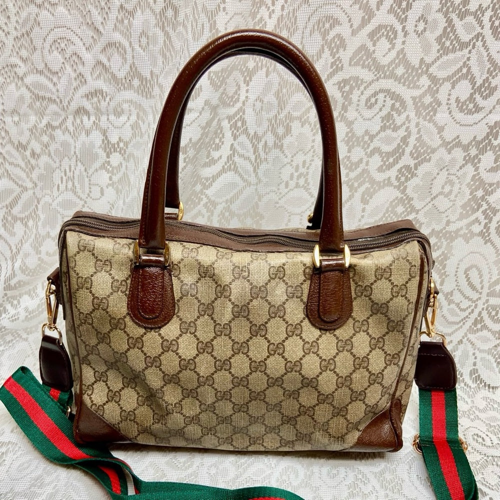 Vintage, Gucci, Boston Style Handbag -Crossbody 12in x 9in x 5.5in