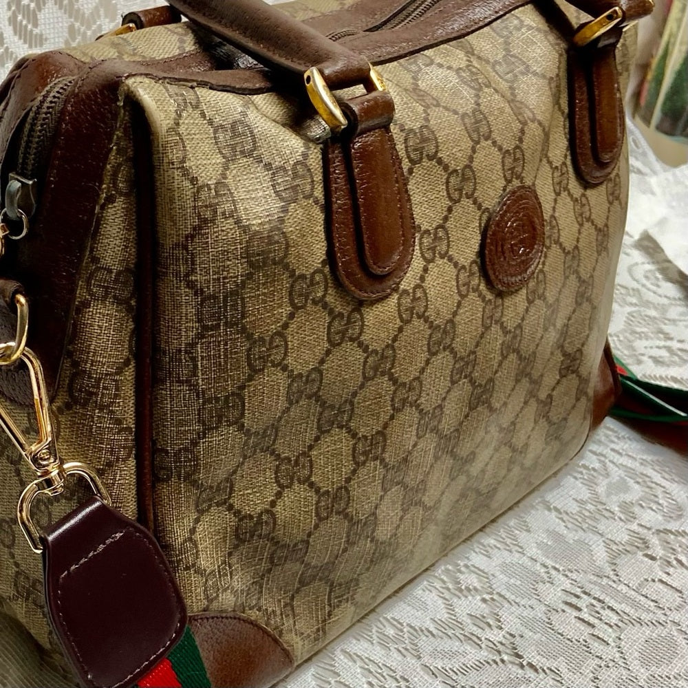 Vintage, Gucci, Boston Style Handbag -Crossbody 12in x 9in x 5.5in
