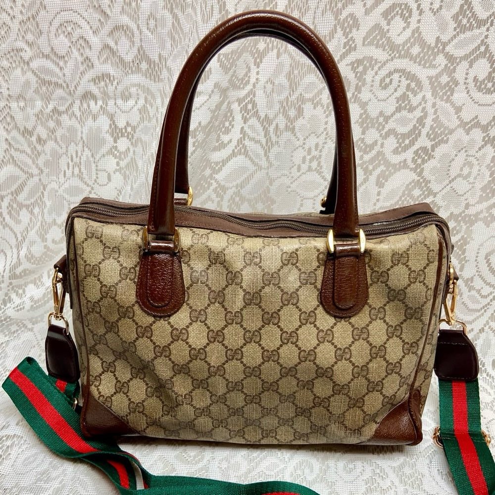 Vintage, Gucci, Boston Style Handbag -Crossbody 12in x 9in x 5.5in