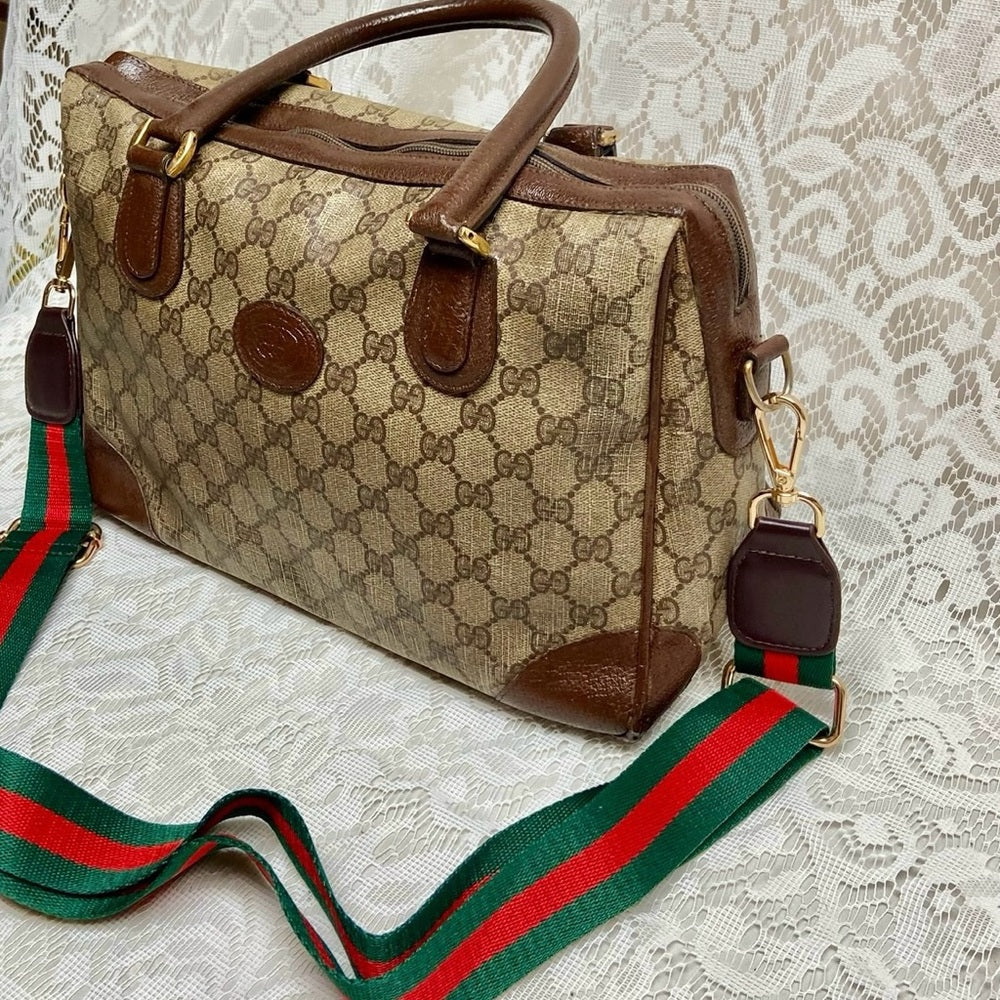 Vintage, Gucci, Boston Style Handbag -Crossbody 12in x 9in x 5.5in