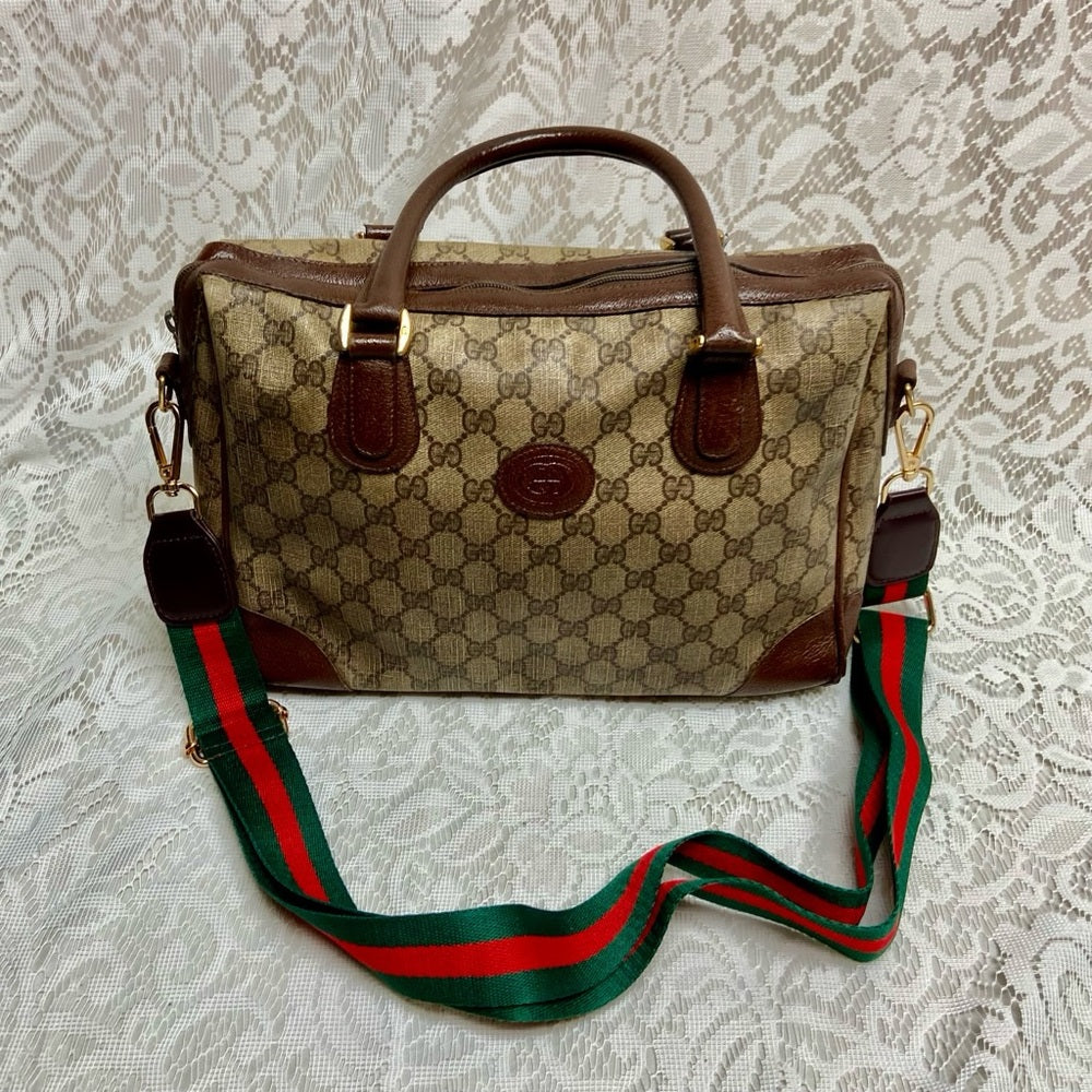 Vintage, Gucci, Boston Style Handbag -Crossbody 12in x 9in x 5.5in