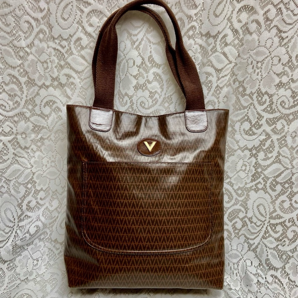 Vintage, Mario Valentino Brown Large Tote 14inx14inx4in