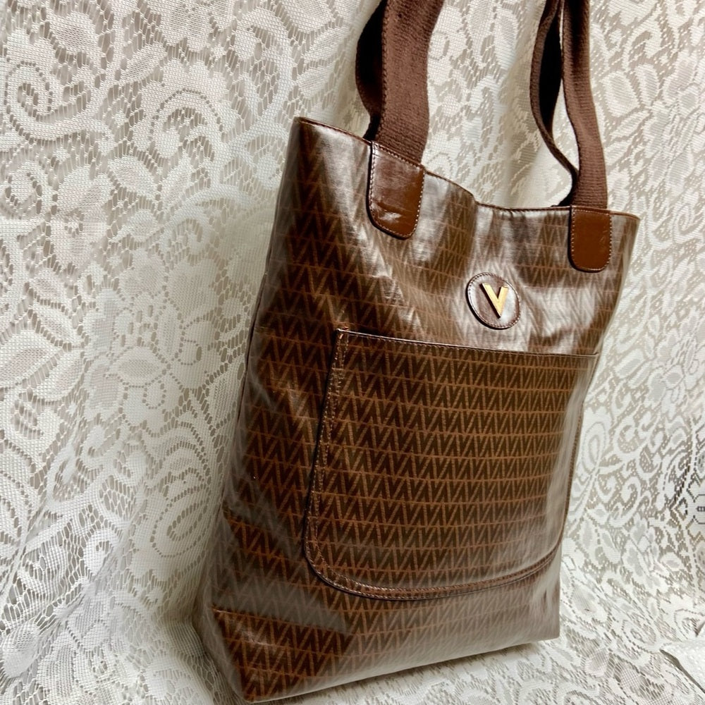Vintage, Mario Valentino Brown Large Tote 14inx14inx4in
