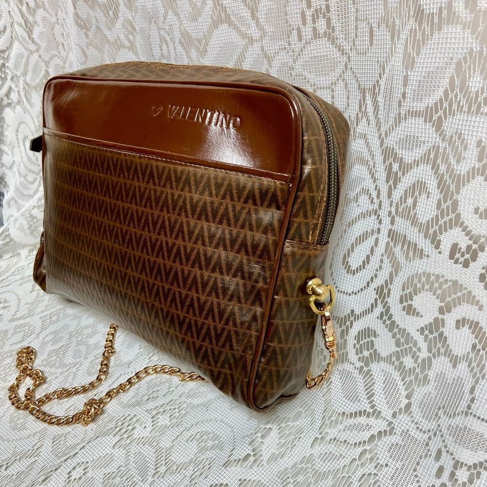 Vintage, Mario Valentino Brown Clutch Crossbody 11in x 7.5in x 2in