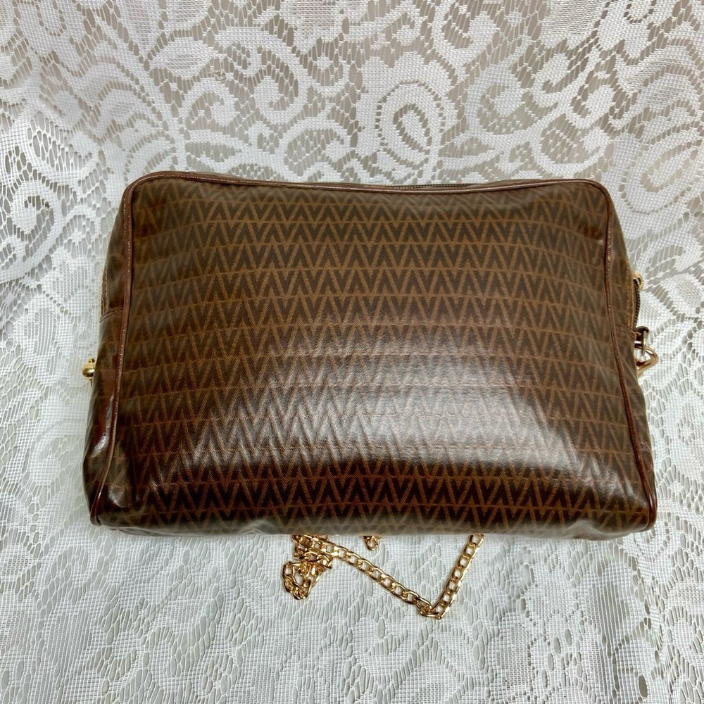 Vintage, Mario Valentino Brown Clutch Crossbody 11in x 7.5in x 2in