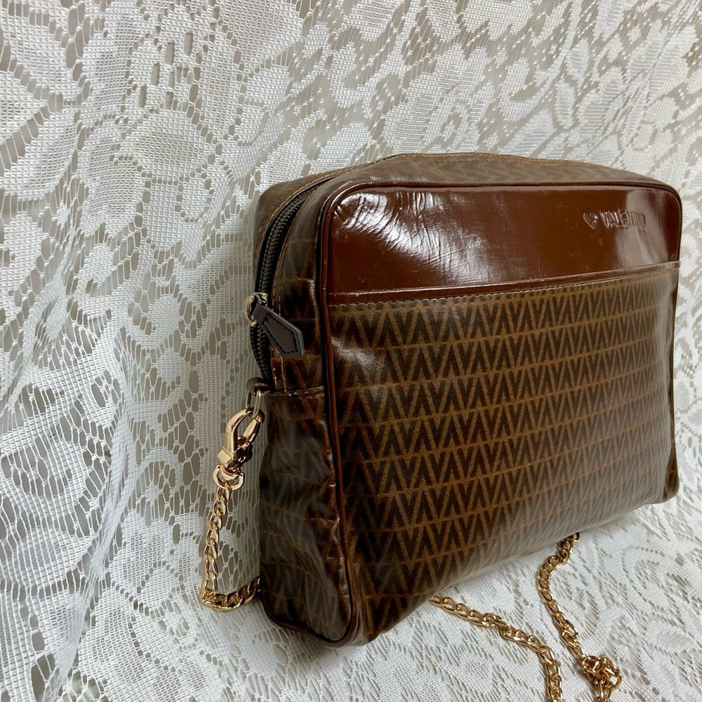Vintage, Mario Valentino Brown Clutch Crossbody 11in x 7.5in x 2in