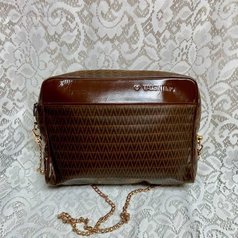 Vintage, Mario Valentino Brown Clutch Crossbody 11in x 7.5in x 2in