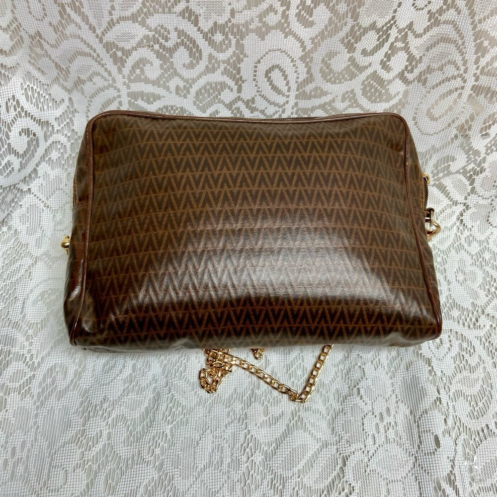 Vintage, Mario Valentino Brown Clutch Crossbody 11in x 7.5in x 2in
