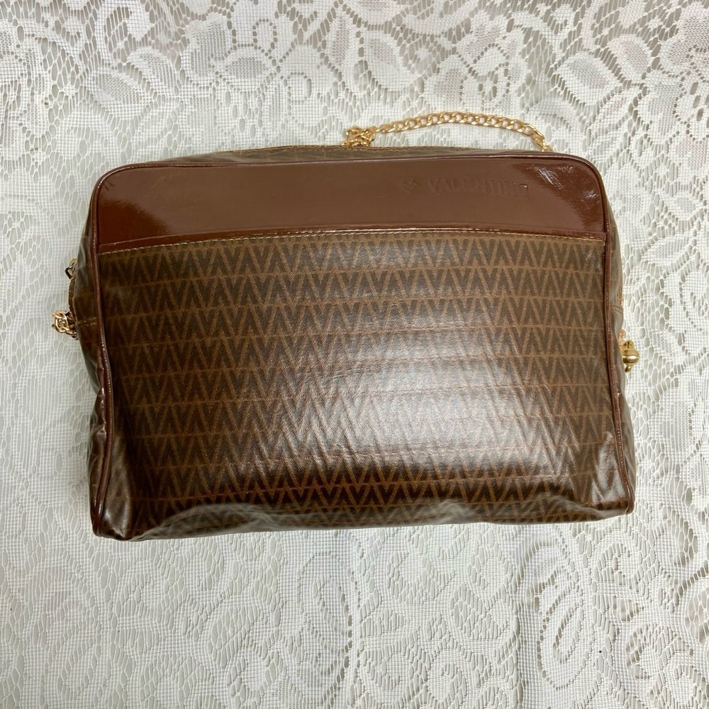Vintage, Mario Valentino Brown Clutch Crossbody 11in x 7.5in x 2in
