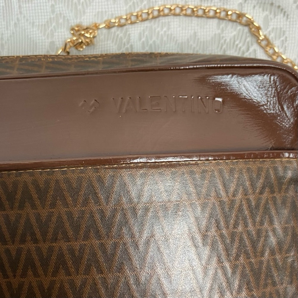 Vintage, Mario Valentino Brown Clutch Crossbody 11in x 7.5in x 2in
