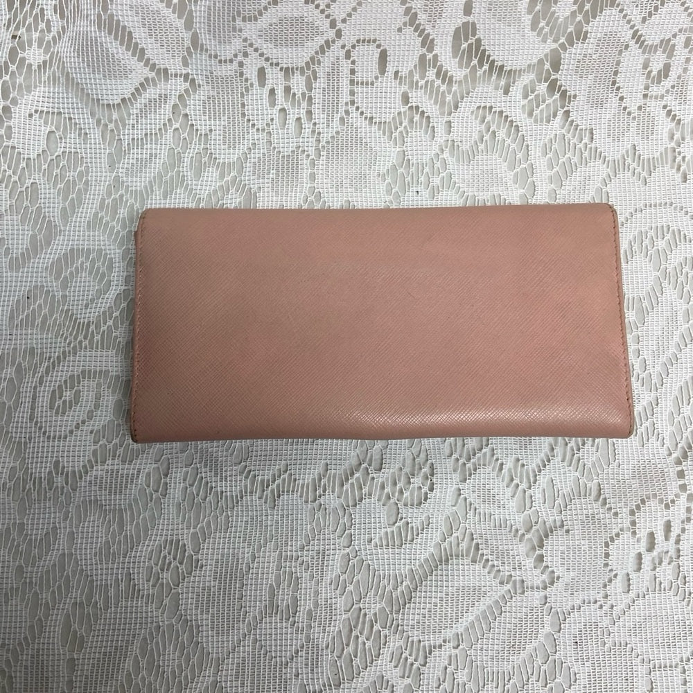 Vintage, Salvatore Ferragamo, Pink Leather, Bifold, Long Wallet 7.5 x 4in