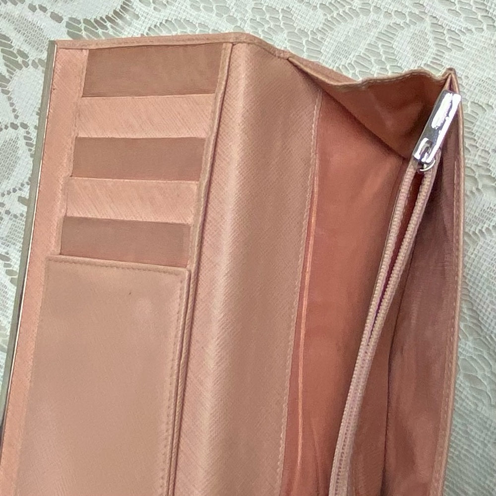 Vintage, Salvatore Ferragamo, Pink Leather, Bifold, Long Wallet 7.5 x 4in