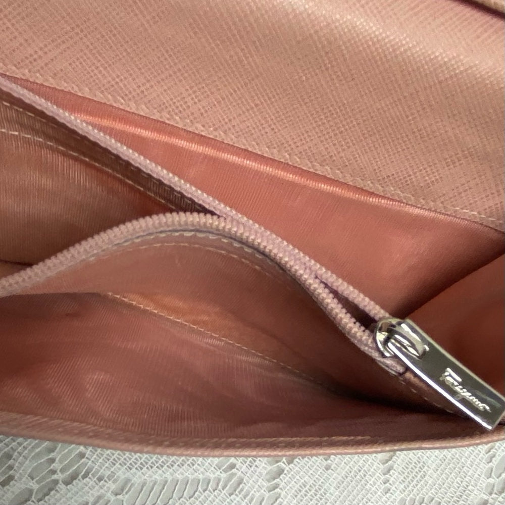 Vintage, Salvatore Ferragamo, Pink Leather, Bifold, Long Wallet 7.5 x 4in