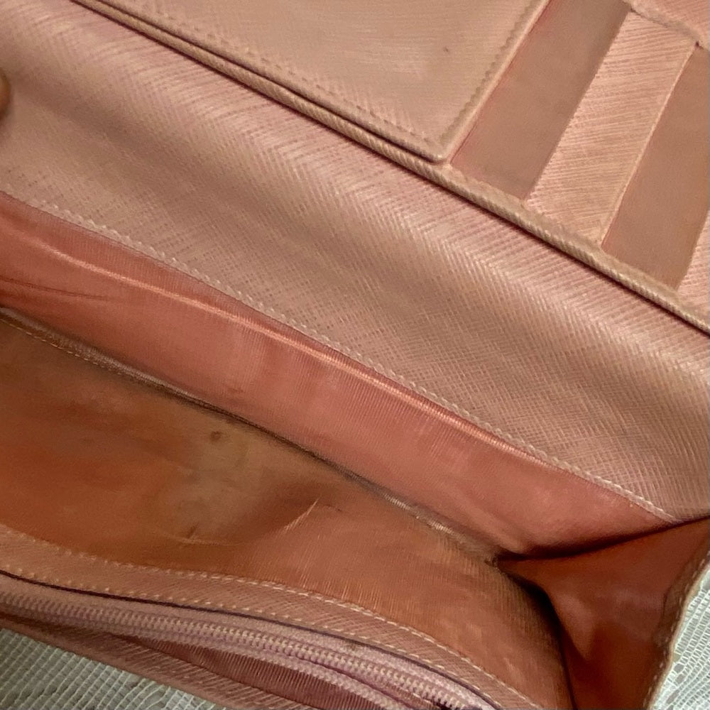 Vintage, Salvatore Ferragamo, Pink Leather, Bifold, Long Wallet 7.5 x 4in