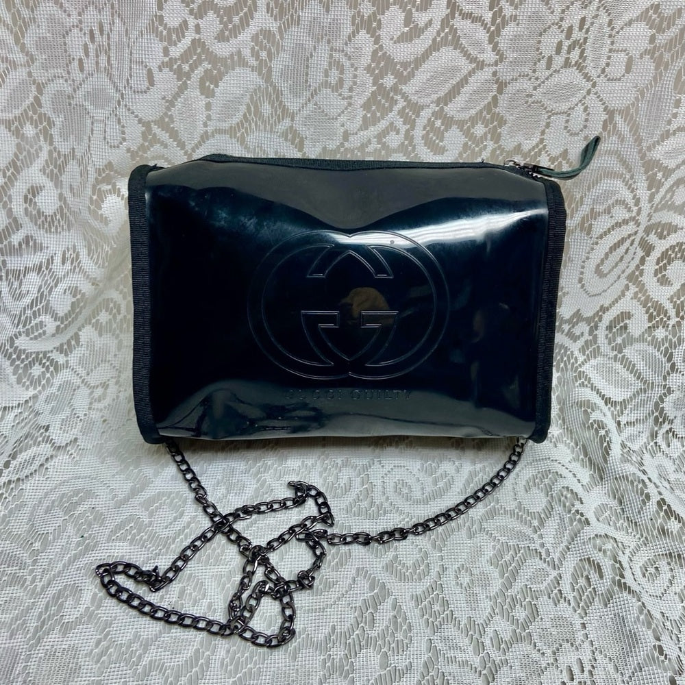 Vintage, Gucci Guilty , Black Enamel Amenity Pouch- Crossbody Bag