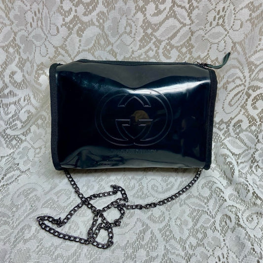 Vintage, Gucci Guilty , Black Enamel Amenity Pouch- Crossbody Bag