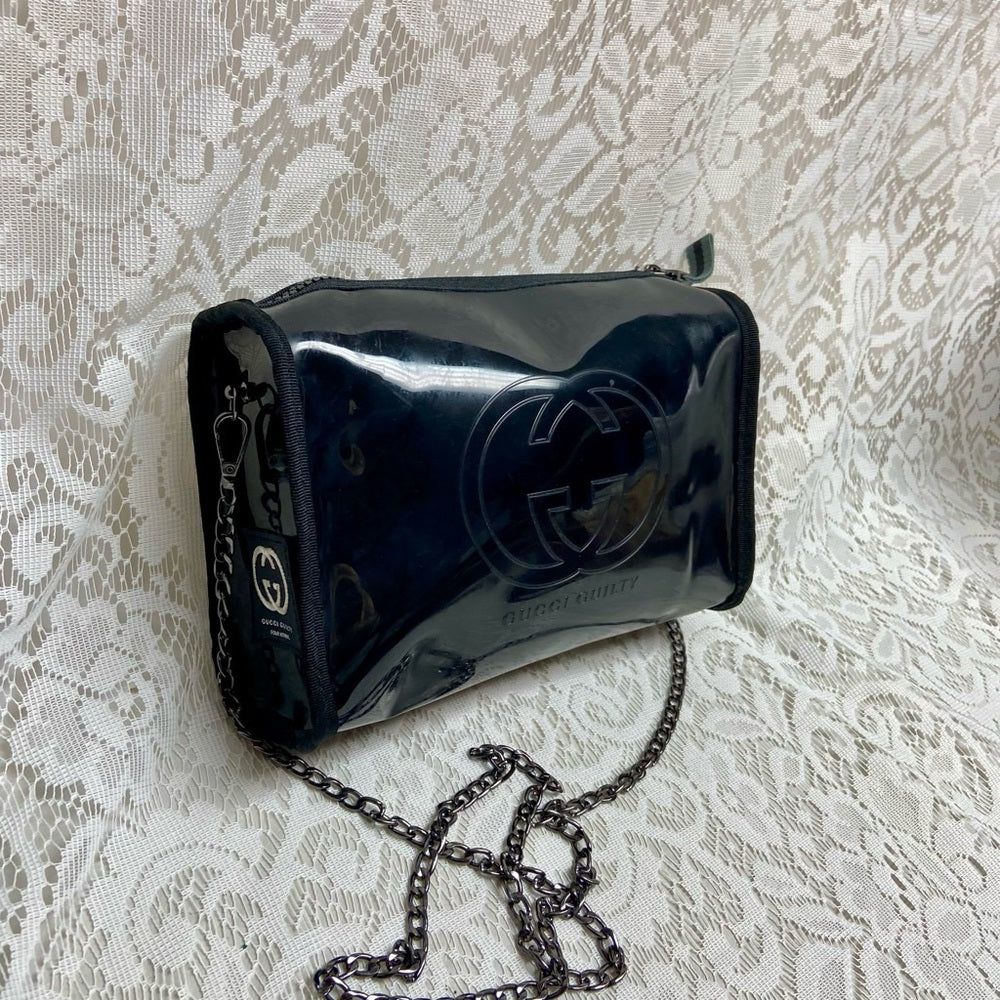 Vintage, Gucci Guilty , Black Enamel Amenity Pouch- Crossbody Bag