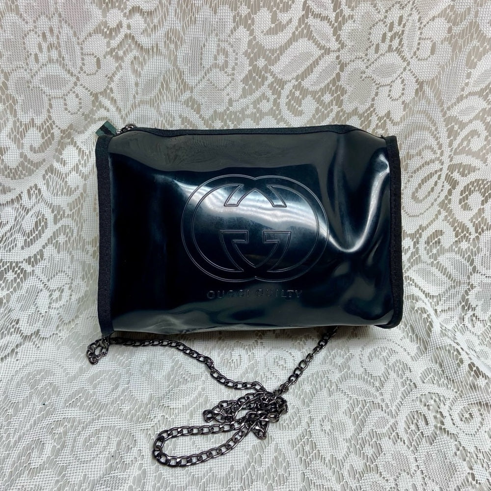 Vintage, Gucci Guilty , Black Enamel Amenity Pouch- Crossbody Bag