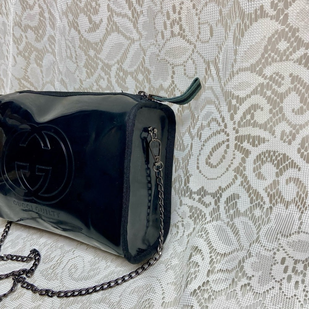 Vintage, Gucci Guilty , Black Enamel Amenity Pouch- Crossbody Bag