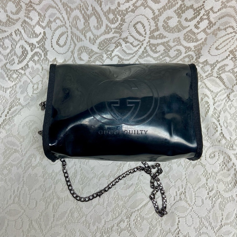 Vintage, Gucci Guilty , Black Enamel Amenity Pouch- Crossbody Bag