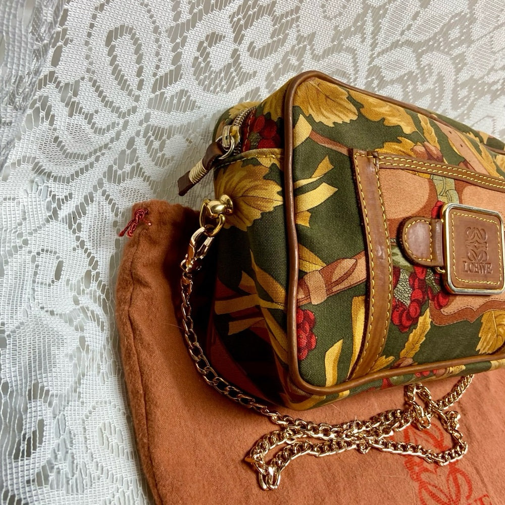 Vintage, Loewe Stunning Canvas Pouch-Crossbody with Dust Bag 9in x 6in x 3in