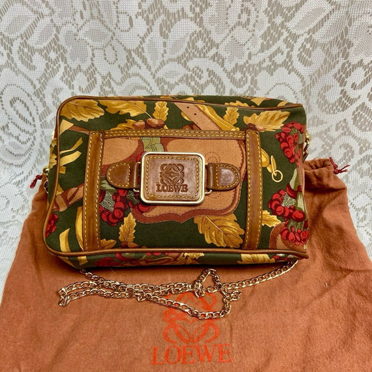 Vintage, Loewe Stunning Canvas Pouch-Crossbody with Dust Bag 9in x 6in x 3in