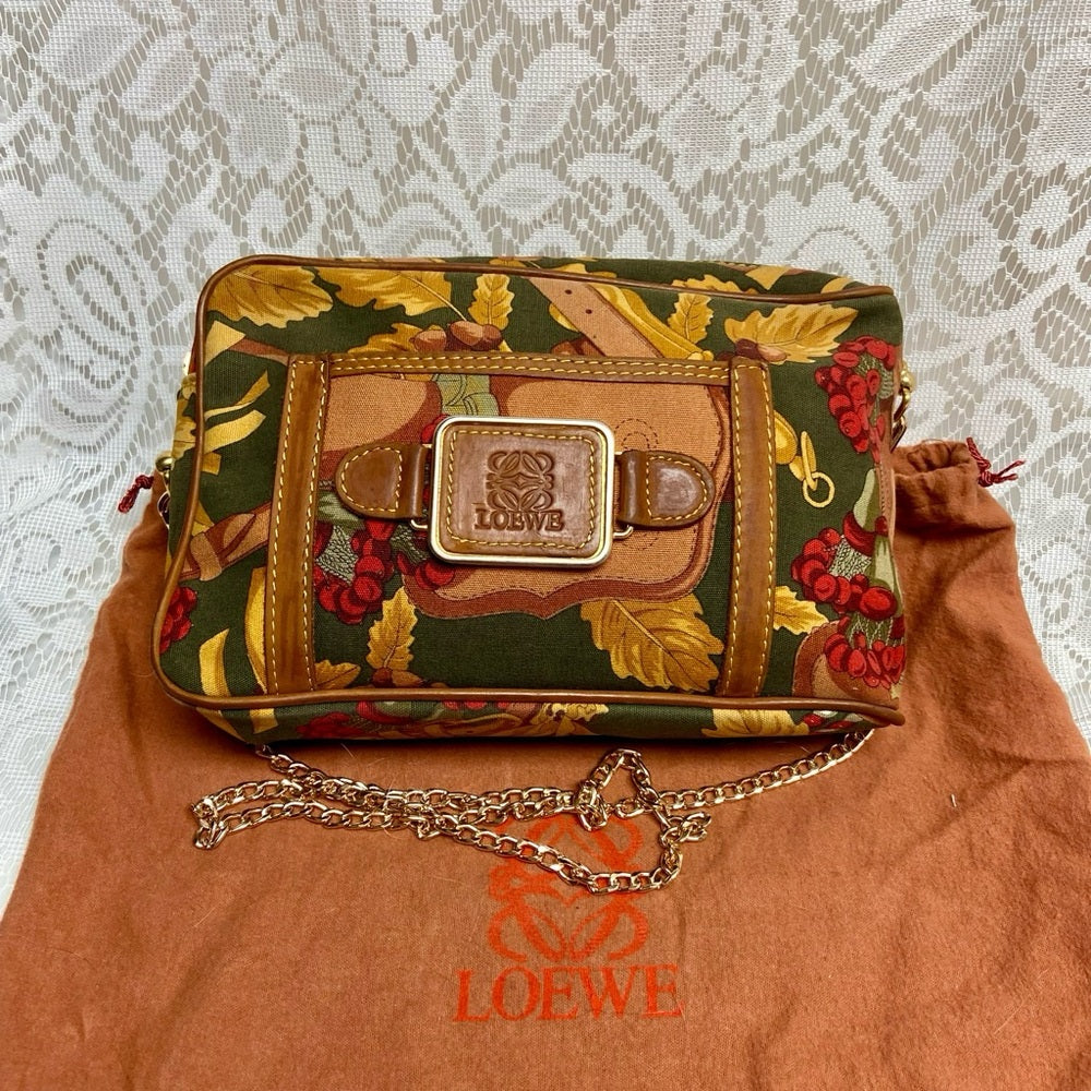 Vintage, Loewe Stunning Canvas Pouch-Crossbody with Dust Bag 9in x 6in x 3in