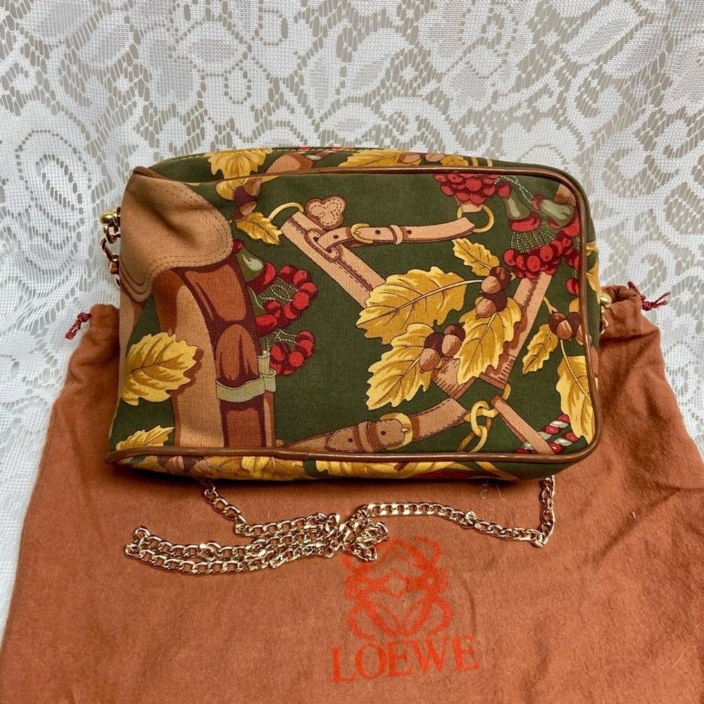 Vintage, Loewe Stunning Canvas Pouch-Crossbody with Dust Bag 9in x 6in x 3in