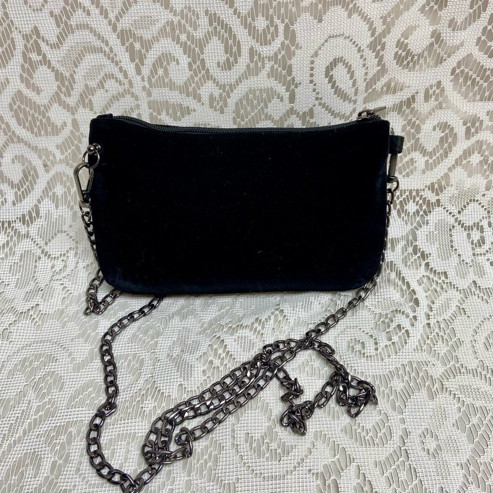 Giorgio Armani Black Velvet Pouch Wristlet- Crossbody 7.5in x 5in x 2in (M)