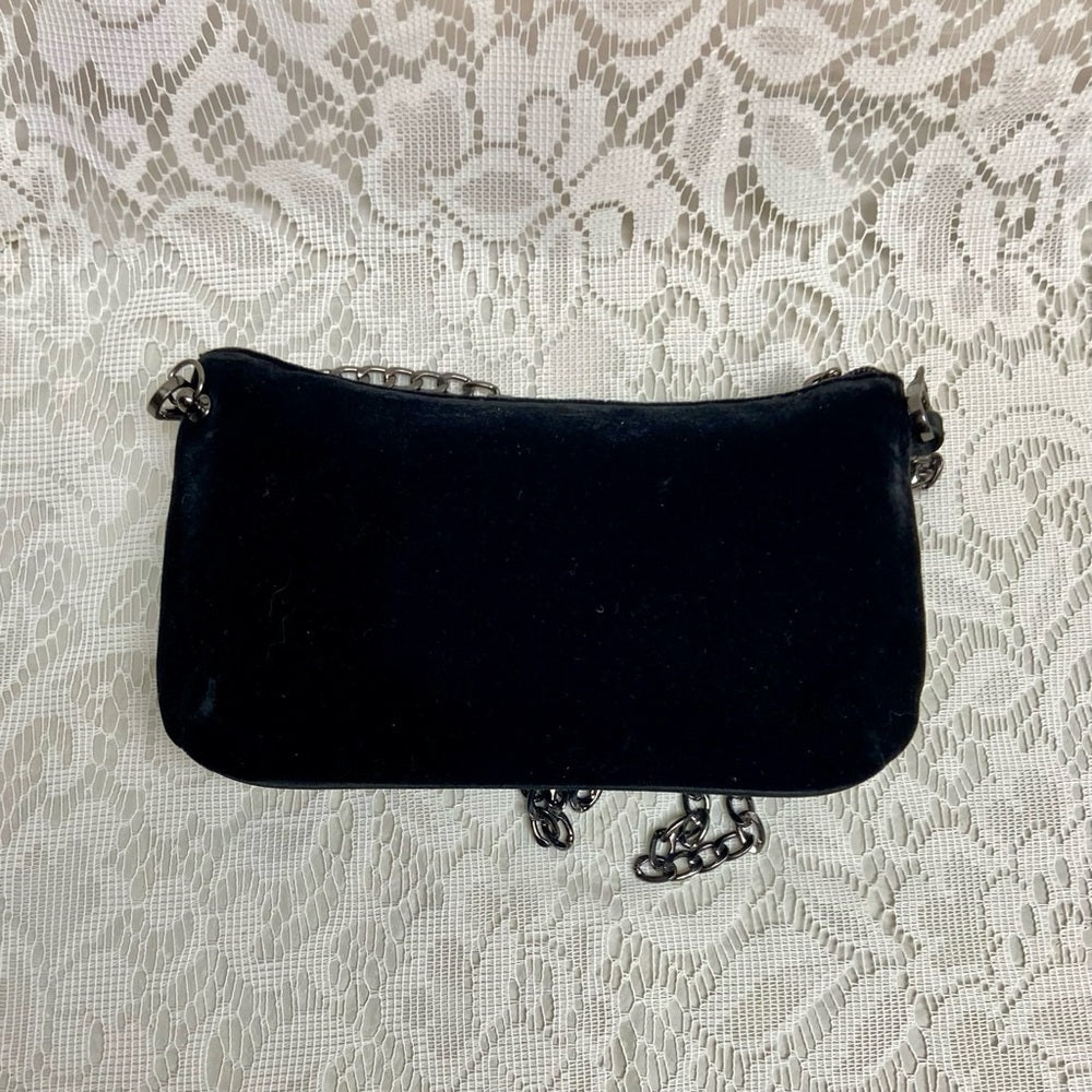 Giorgio Armani Black Velvet Pouch Wristlet- Crossbody 7.5in x 5in x 2in (M)