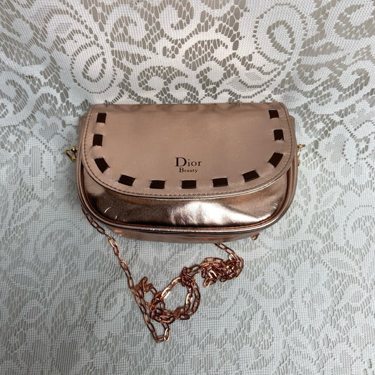 Dior Metallic Coper Complimentary Pouch- Crossbody (M) 7in x 5.5in x 2.5in