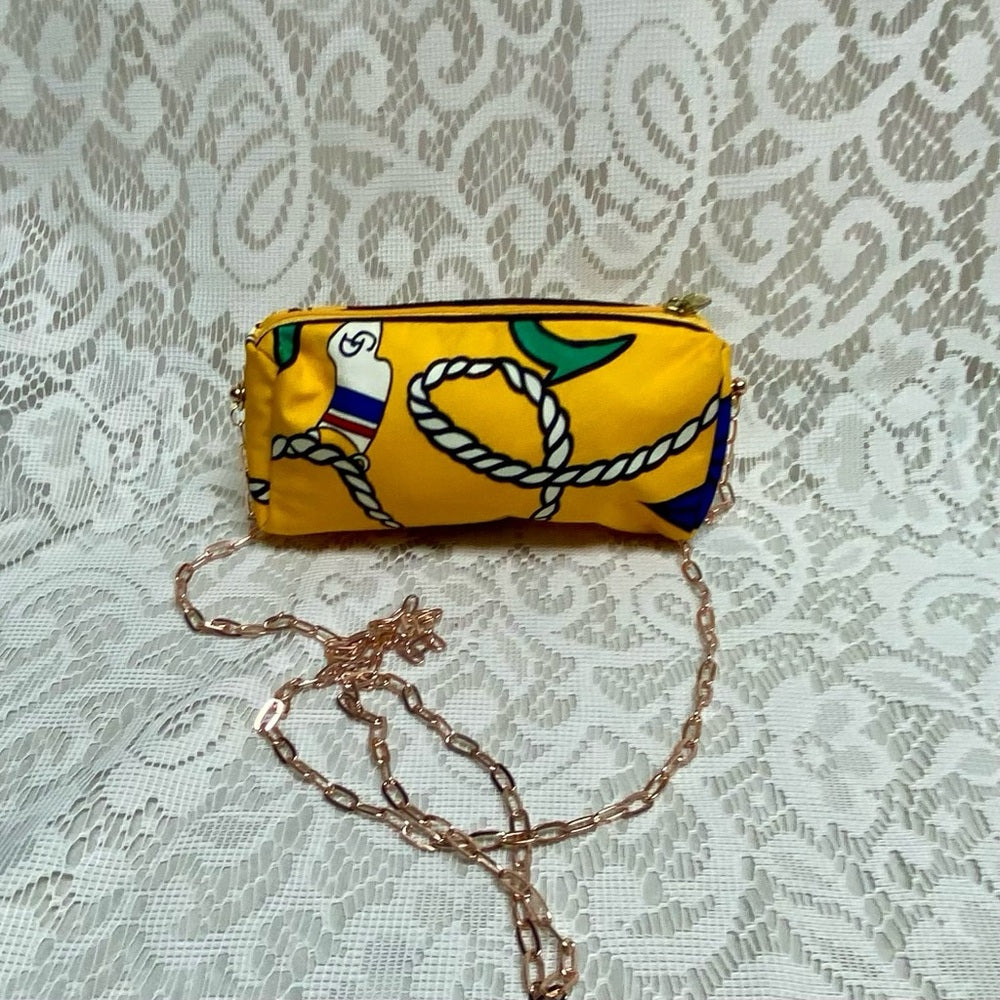 Christian Dior Yellow Abstract Canvas Cosmetic Pouch- Crossbody 6in x 3in x 2in